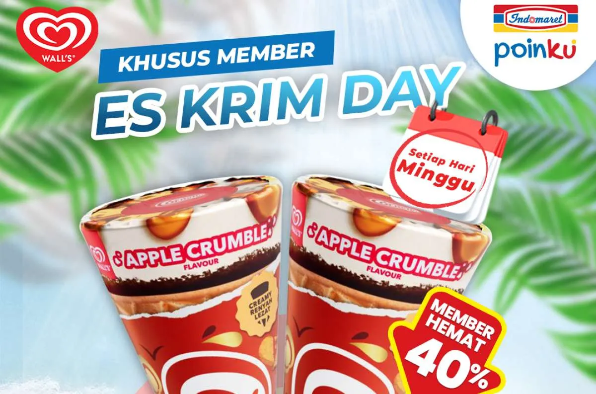Promo Es Krim di Indomaret Minggu 6 Juli 2025, Cornetto Apple Crumble Hemat 40%