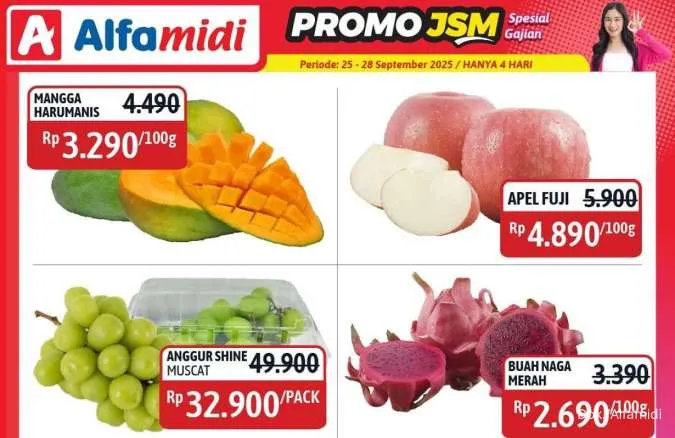 Promo JSM Alfamidi 27-28 September 2025, Anggur Shine Muscat Diskon Rp 17.000