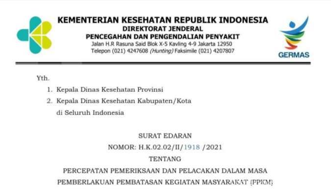 Testing dan Tracing di Daerah PPKM Akan Digencarkan