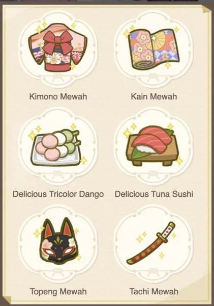 Barang yang harus dikumpulkan event web Undangan Sang Bangau Putih Genshin Impact
