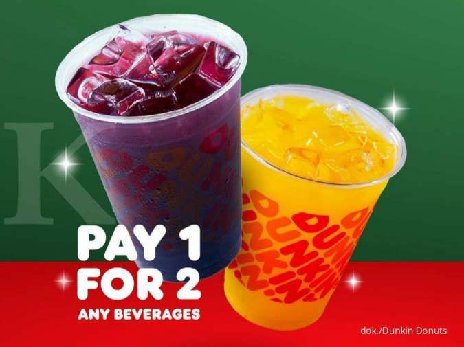 Promo Dunkin 17-19 Desember 2021, Pay 1 For 2 Any Beverage via Kartu BCA & Flazz