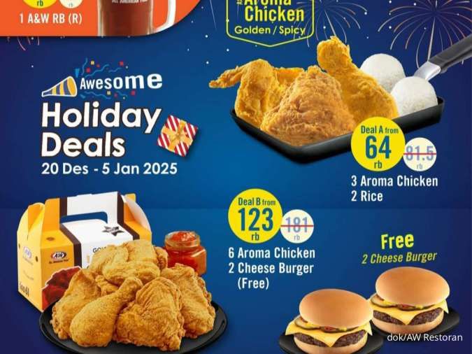 Promo AW Restoran Libur Panjang Akhir Tahun 2024, Ada Gratis 2 Cheese Burger