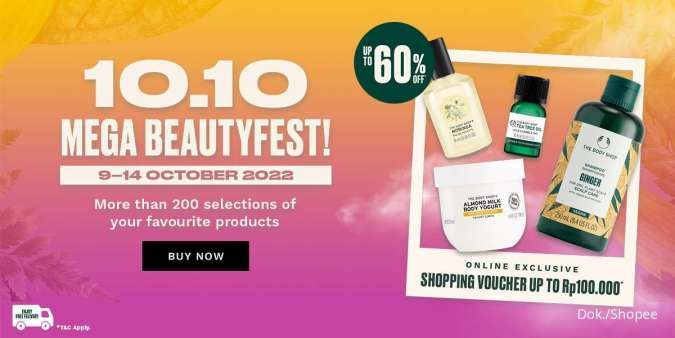 Promo 10.10 The Body Shop, Produk Body Care hingga Makeup Dibanderol Diskon 60%