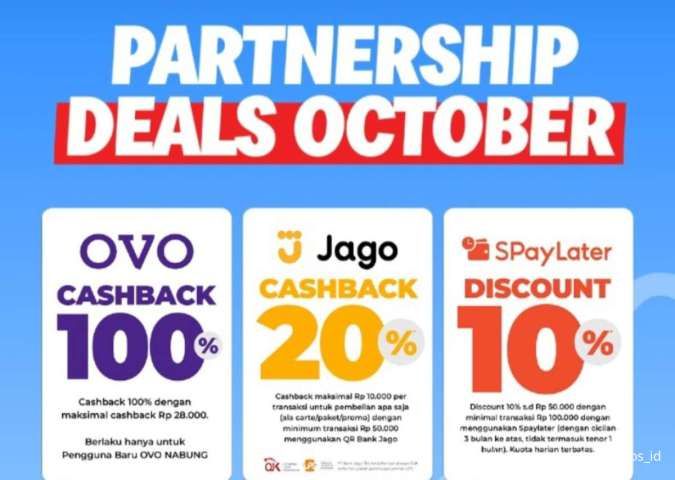 Promo Domino's Pizza Partnership Deals October, Dapatkan Cashback sampai 100%