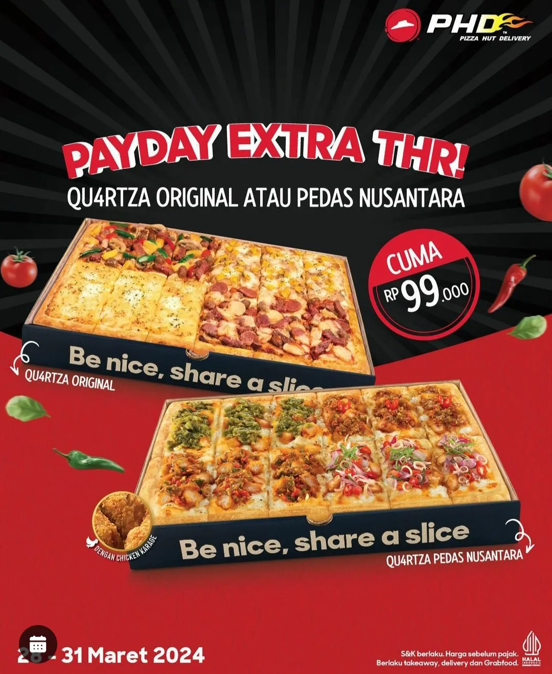 Promo PHD Pizza Hut Delivery edisi sampai 31 Maret 2024