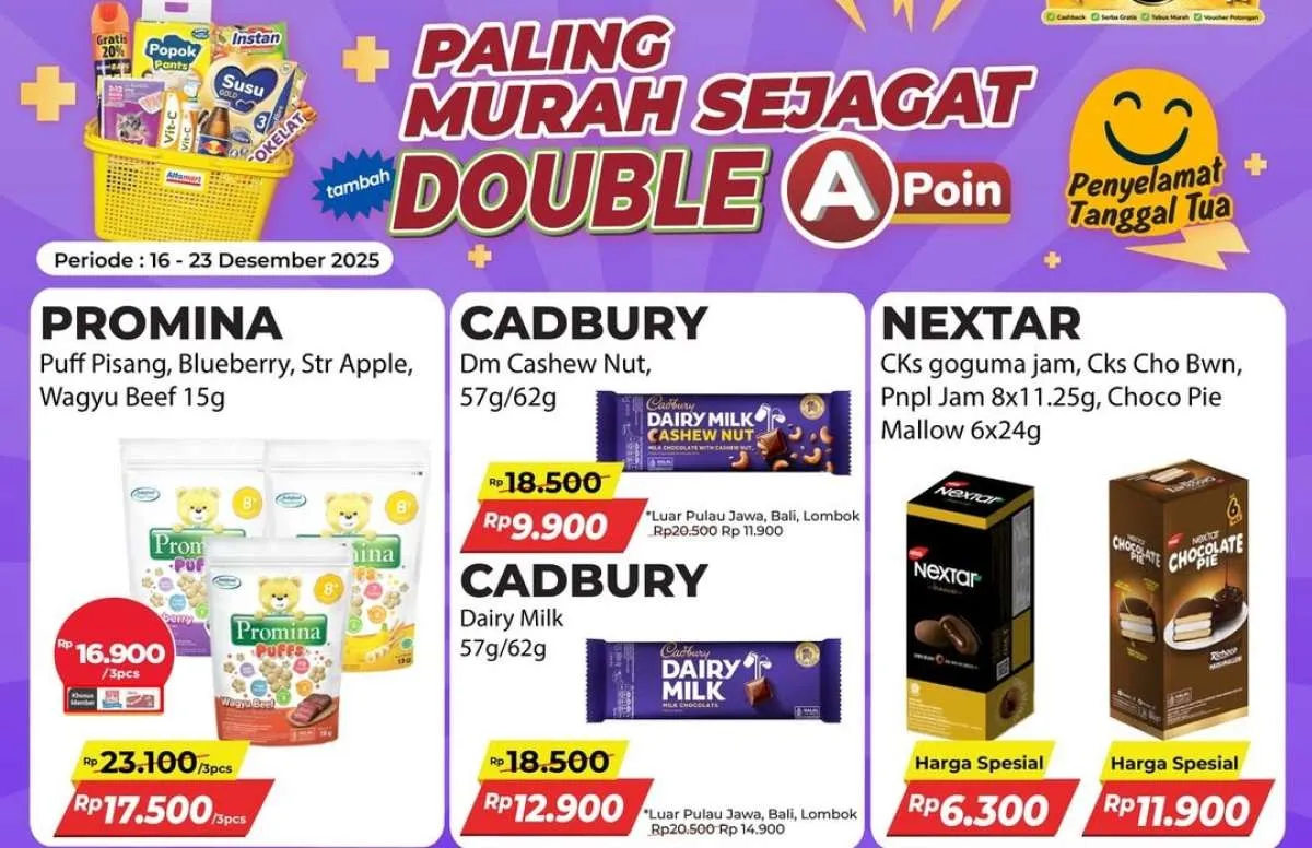 Promo Alfamart Paling Murah Sejagat 16-23 Desember 2025, Cadburry Jadi Rp 9.900