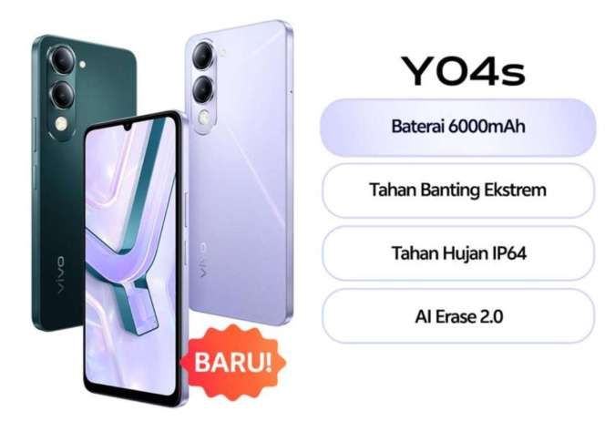 Vivo Y04s Indonesia: Harga Rp 1,3 Juta, Baterai 6.000 mAh Tahan Lama