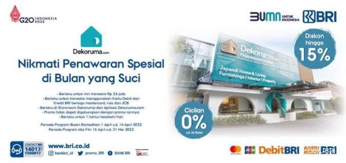 Promo BRI April 2022, Belanja di Dekoruma Dapat Diskon Hingga 15%