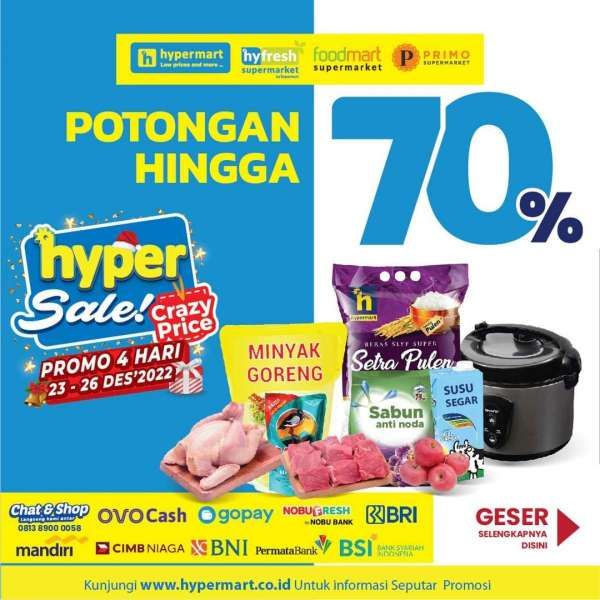 Promo Hypermart Hyper Sale, Nikmati Diskon sampai 70% Berlaku hingga 26 Desember 2022