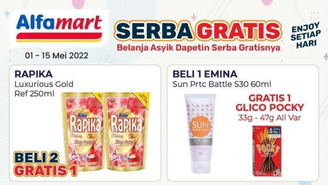 Promo Alfamart Serba Gratis, Banyak Produk Beli 1 Gratis 1 dan Beli 2 Gratis 1