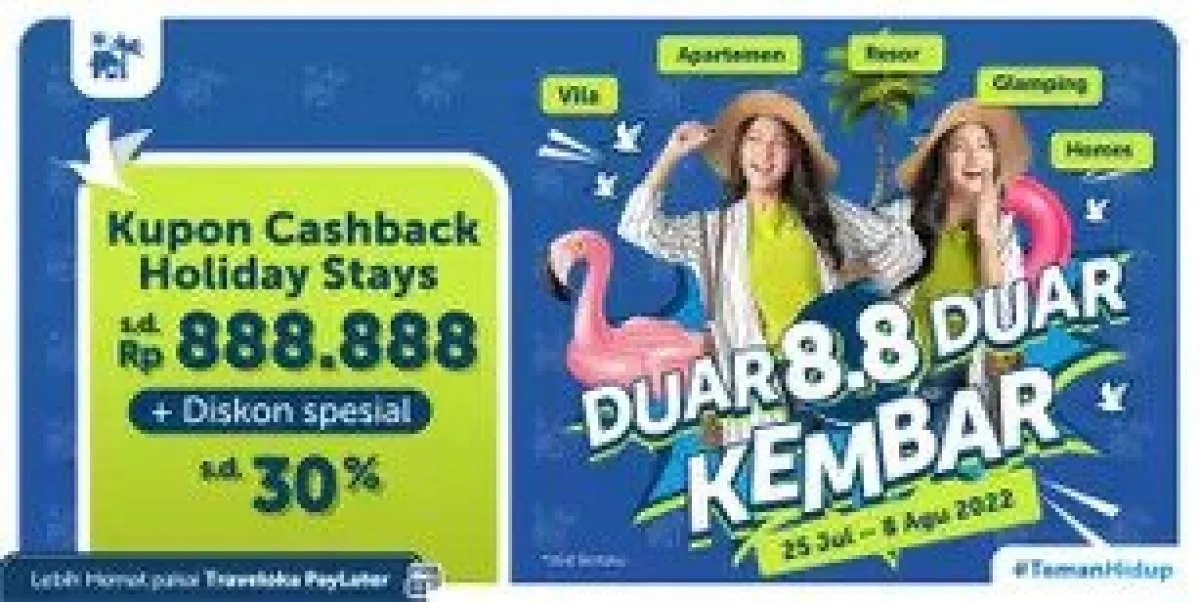Dapatkan Kupon Cashback Holiday Stays hingga Rp 888.888 di Promo Traveloka 8.8