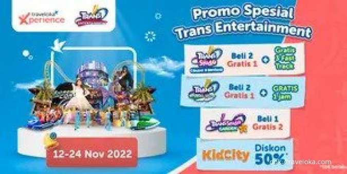 Promo Traveloka Spesial Trans Entertainment, Beli 2 Gratis 1 hingga Diskon 50%