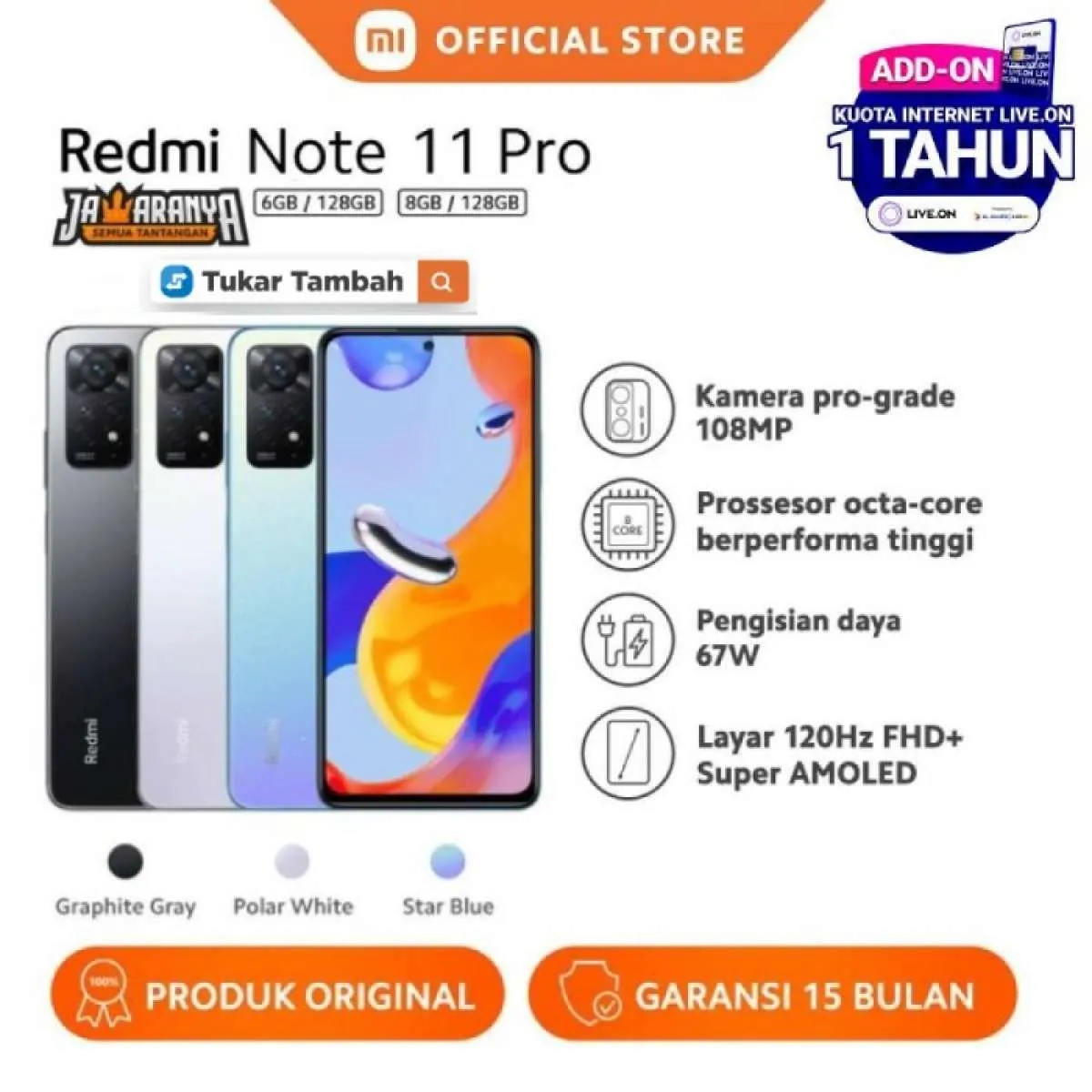 Harga HP Redmi Note 11 Pro Semua Varian Terbaru, per Oktober 2022