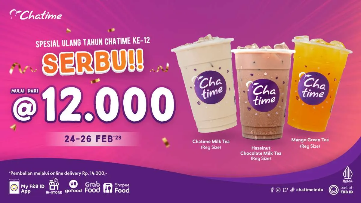  Rayakan Anniversary ke-12, Chatime Berikan Promo Serba Rp12.000 untuk Chatimers 