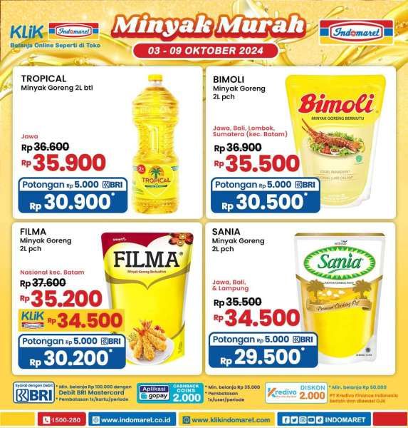 Promo Minyak Goreng Murah di Indomaret 3-9 Oktober 2024