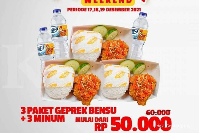 Promo Geprek Bensu 17-19 Desember 2021, Beli 3 Paket Mantap Weekend Rp 50.000