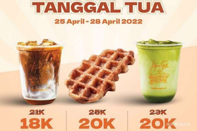 Promo Terbatas Kopi Soe 25-28 April 2022, Promo Tanggal Tua Hemat Cuma Rp 20.000