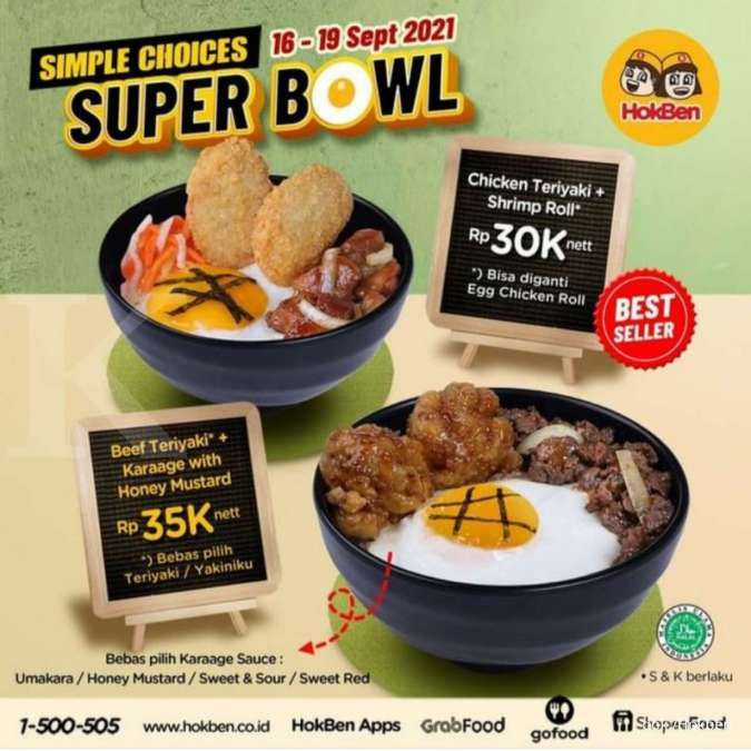 Promo Hokben 16-19 September 2021, Super Bowl Seporsi Lengkap Rp 30.000-an