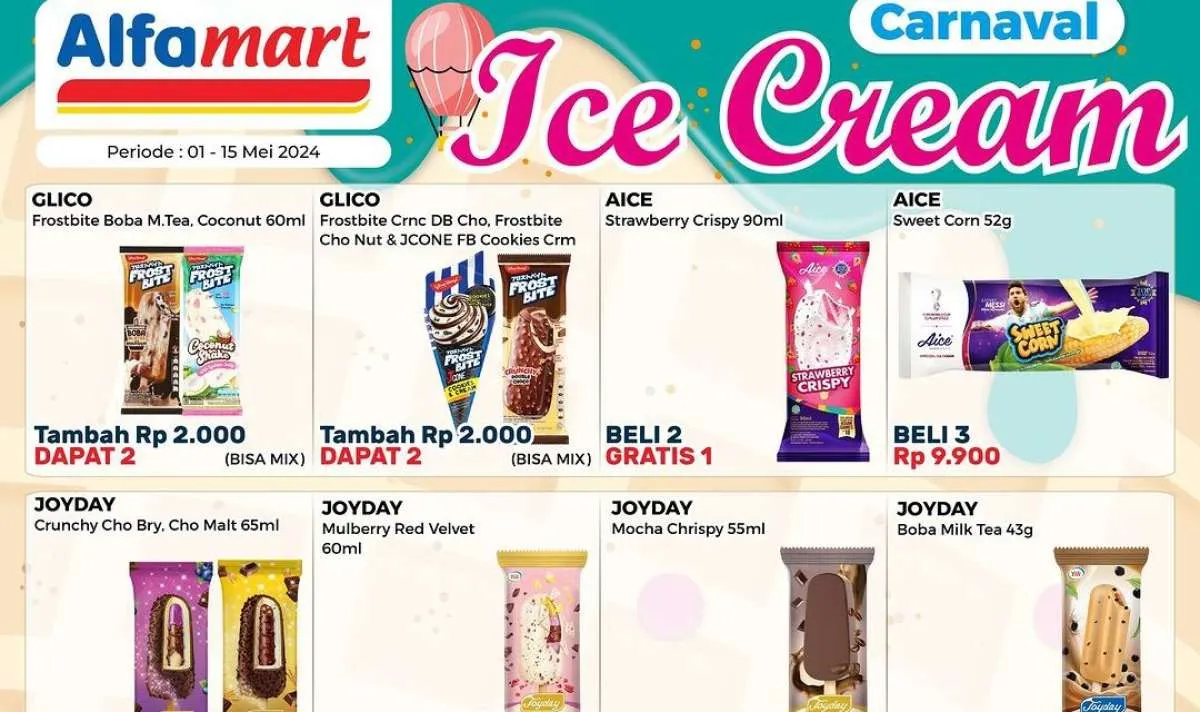 Promo Ice Cream Alfamart Mei 2024, Beli 2 Gratis 1 dan 2 Lebih Hemat Berakhir Besok