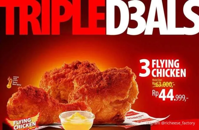  Promo Richeese Factory Triple D3als, 3 Flying/3 Fire Chicken Mulai Rp 44.000-an