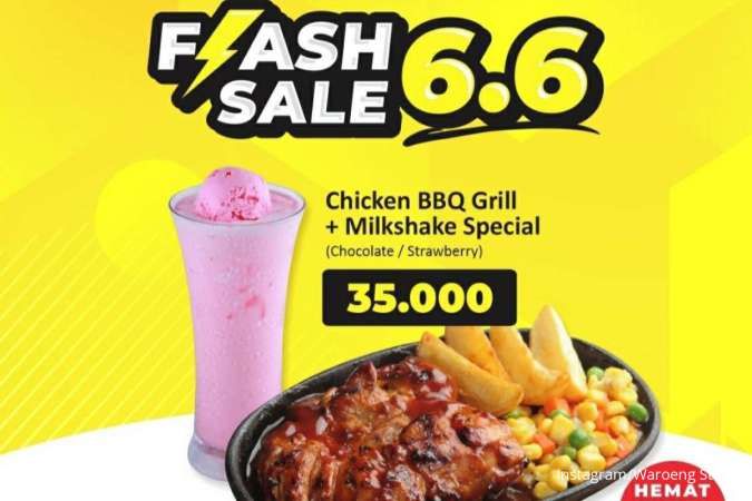 Promo Flash Sale 6.6 Waroeng Steak, Menu Grill dan Milkshake Hemat 30%