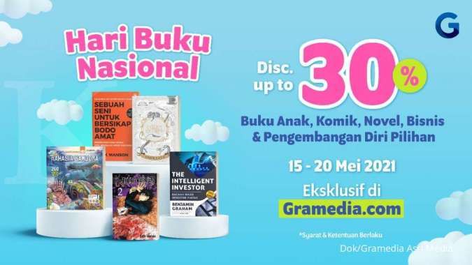 Cuma di Hari Buku Nasional, Gramedia Hadirkan Diskon 30% Hingga Buku Rp0!
