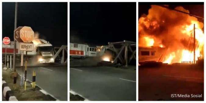 Kereta Api Tabrak Truk Kontainer di Semarang, Terjadi Ledakan Disertai Api