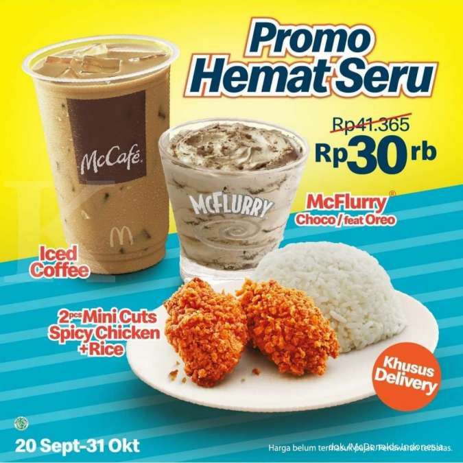 Promo McDonalds 20 Sept - 31 Okt, Paket Hemat Seru Cuma Rp 30.000 Khusus Delivery