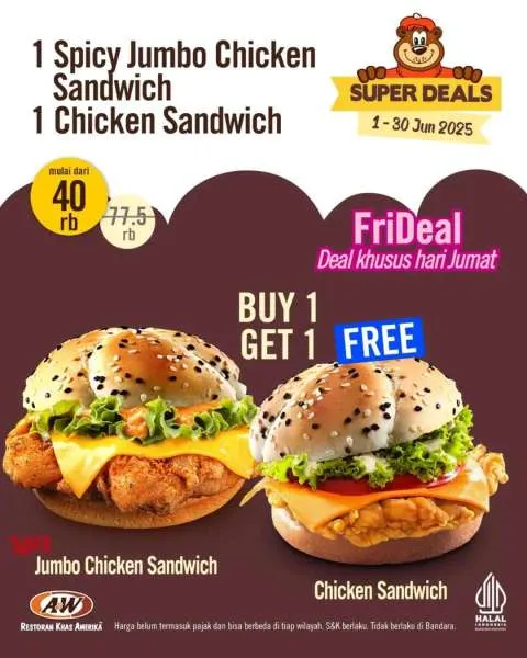 Promo A&W Couple Meal Juni FriDeal