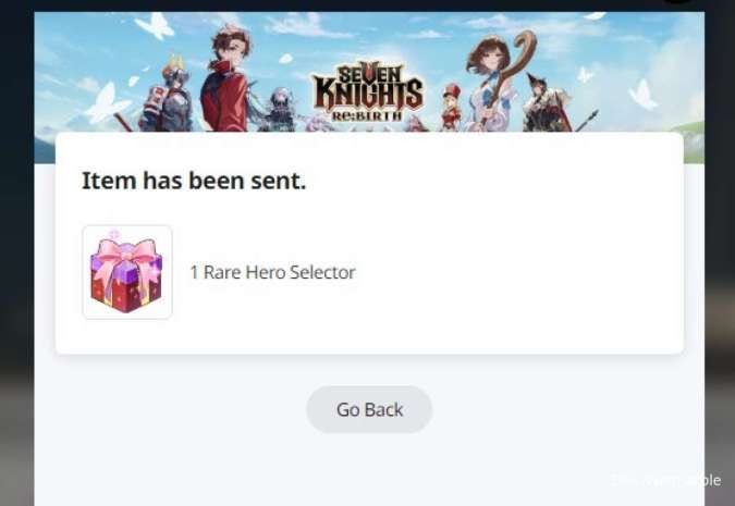 Tampilan reward yang didapatkan dari kode redem Seven Knight Rebirth