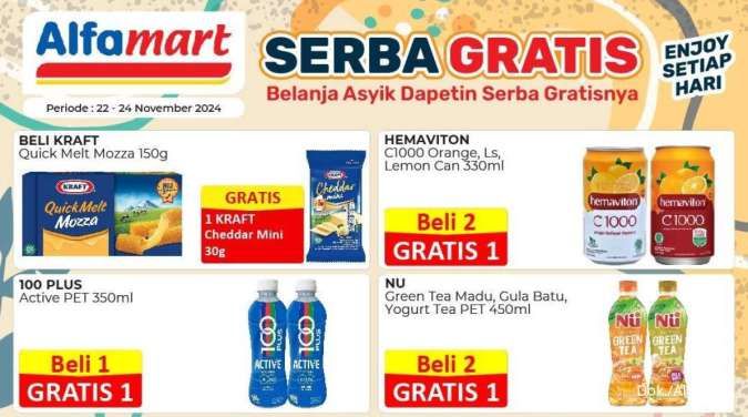 Promo Alfamart Serba Gratis 22-24 November 2024, Keju Kraft Beli 1 Gratis 1