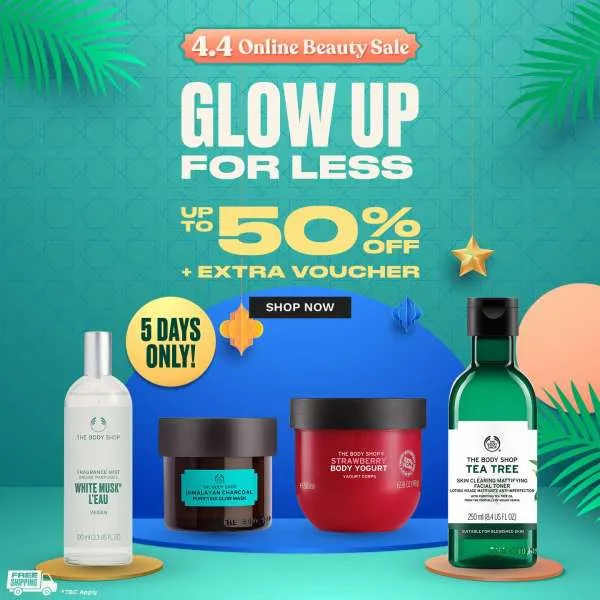Promo The Body Shop 4.4 Online Beauty Sale Diskon s/d 50%