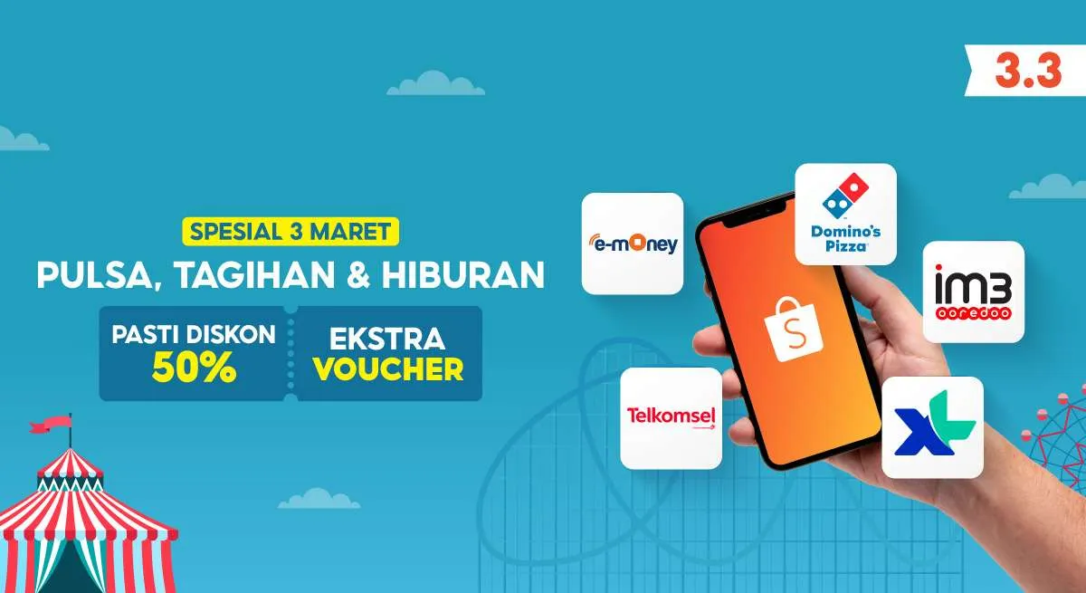 Promo Shopee 3.3, Beli Pulsa dan Bayar Tagihan Dapat Diskon Spesial!