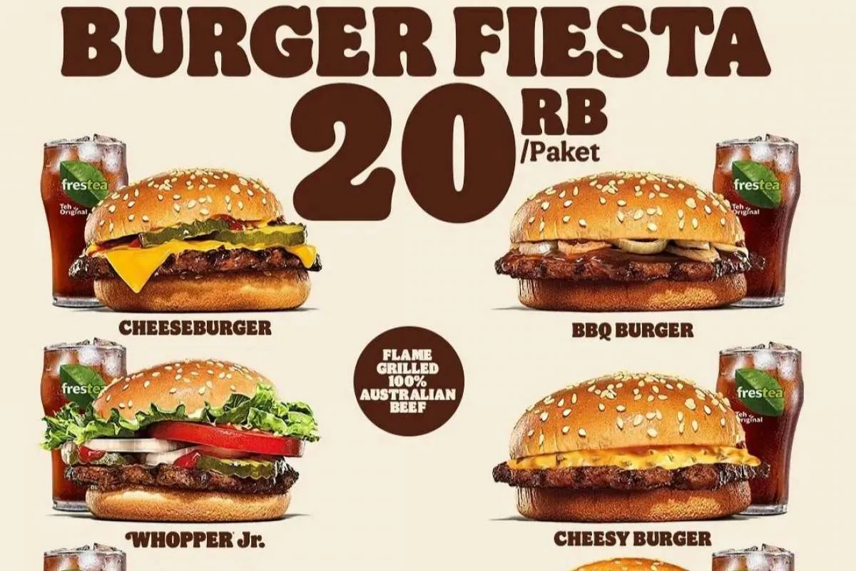 Promo Burger King November 2021, Burger Fiesta dan Minuman Rp 20.000