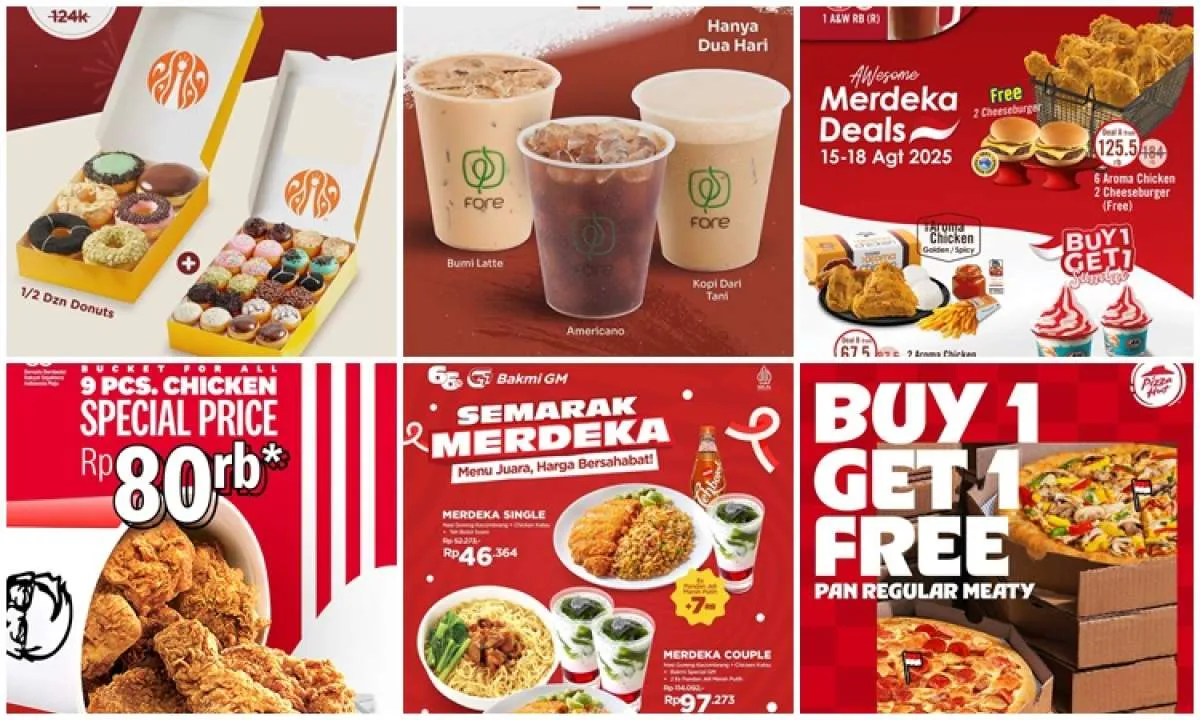 Daftar Promo HUT RI ke-80 hingga 18 Agustus: Fore, JCO, KFC, A&W sampai Pizza Hut