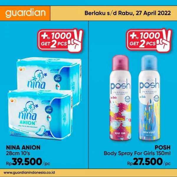 Promo Guardian +1000 Get 2 Pcs Periode 21-27 April 2022