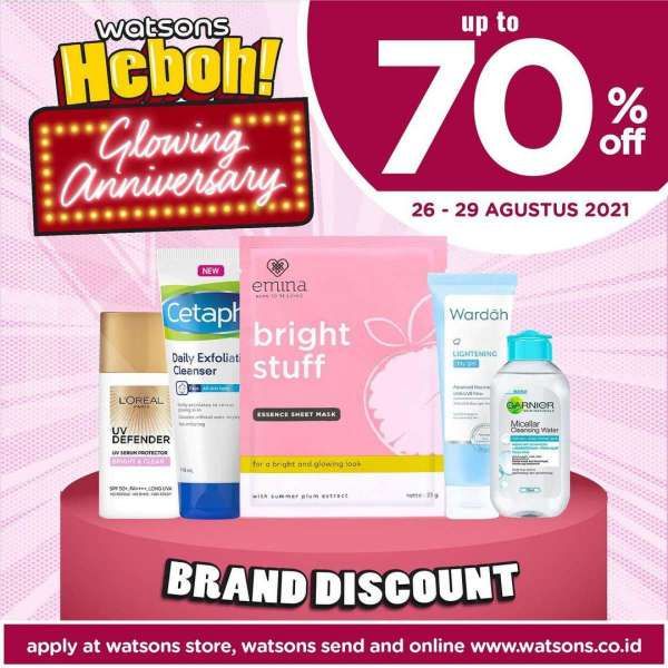 Promo Watsons Glowing Anniversary, Skincare Diskon Hingga 70% Hanya 4 Hari!