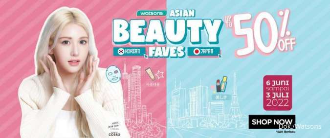 Promo Watsons Edisi Skincare Korea dan Jepang, Diskon s/d 50% hingga 3 Juli 2022