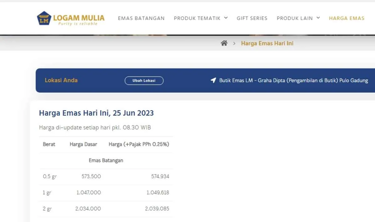 Sampai 09.15 WIB Harga Emas Hari Ini (26/6) Belum Diupdate oleh Logam Mulia Antam