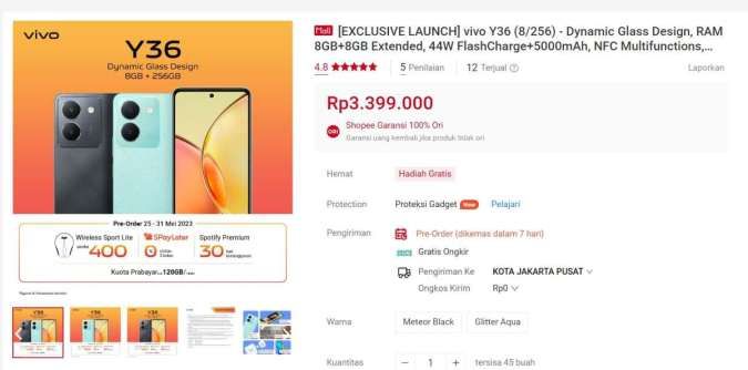 Pre-Order Masih Dibuka, Ini Harga HP Vivo Y36 dan Spesifikasinya di Indonesia