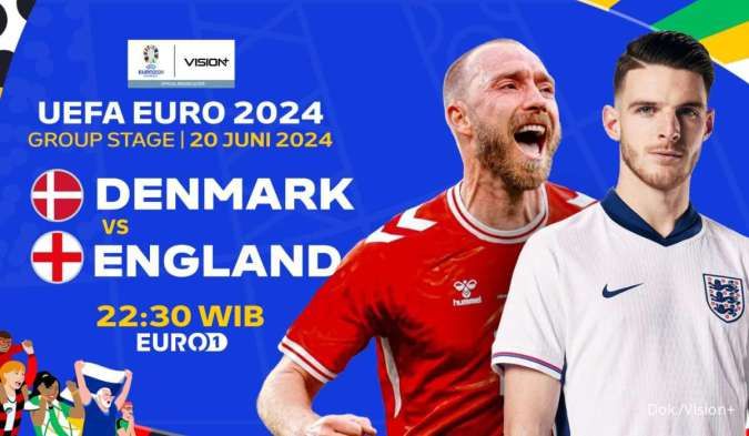 Link Streaming Denmark vs Inggris, EURO 2024 Kamis (20/6) Pukul 23:00 WIB