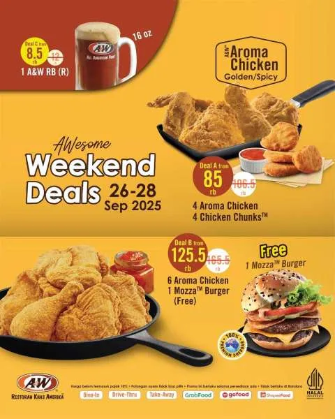 Promo A&W Weekend Deals 26-28 September 2025