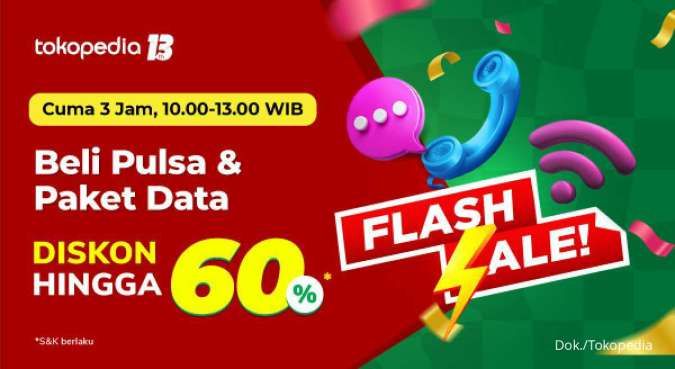 Hanya 3 Jam, Beli Pulsa dan Paket Data di Tokopedia Diskon 60%!