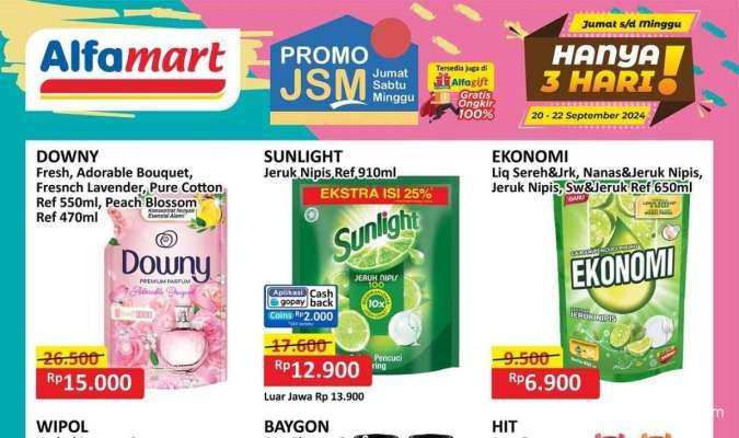 Promo JSM Alfamart Sampai 22 September 2024, Beli Sunlight dan Downy Lebih Murah