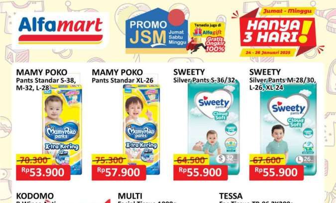 Promo JSM Alfamart Januari 2025, Makuku-Sweety & Mamy Poko Harga Spesial Sampai Besok