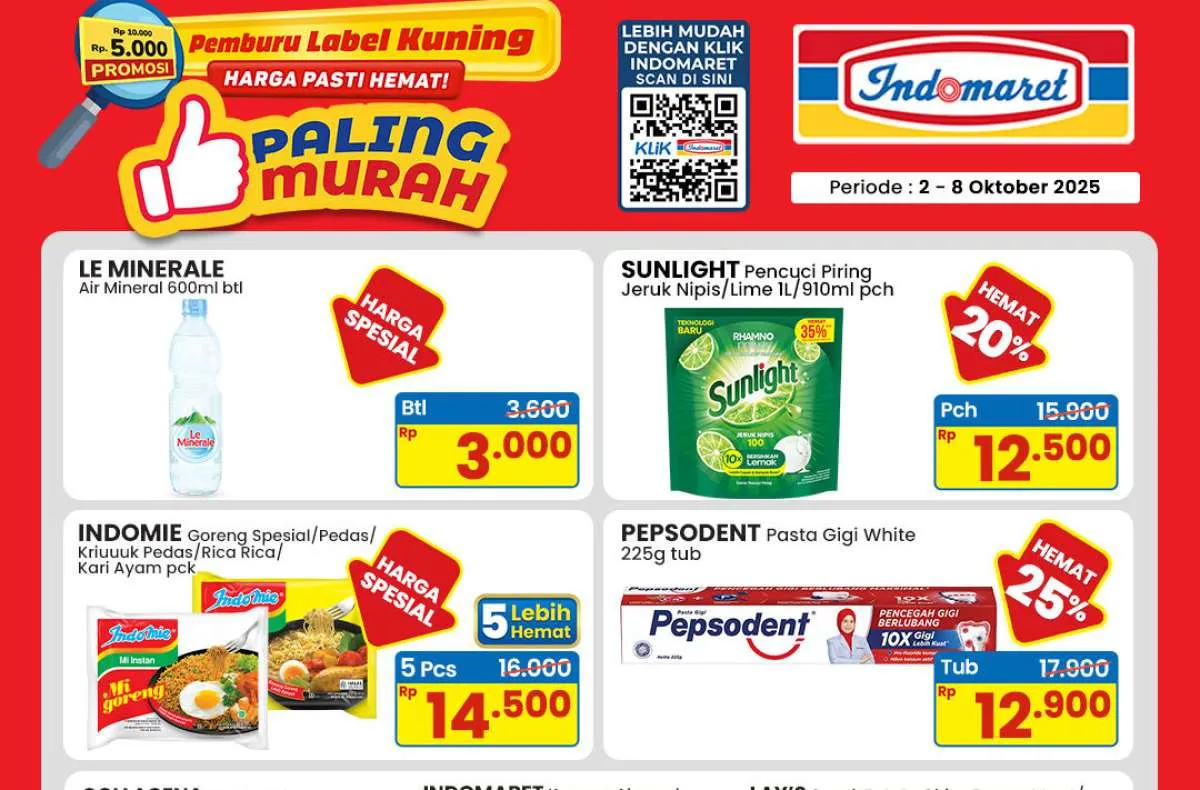 Promo Indomaret 2-8 Oktober 2025, Sunlight & Pepsodent Spesial Paling Murah