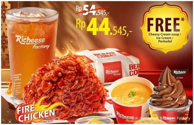 Promo Richeese Factory Combo Fire Chicken Rp 44.000-an Saja, Dapat Free Side Dish
