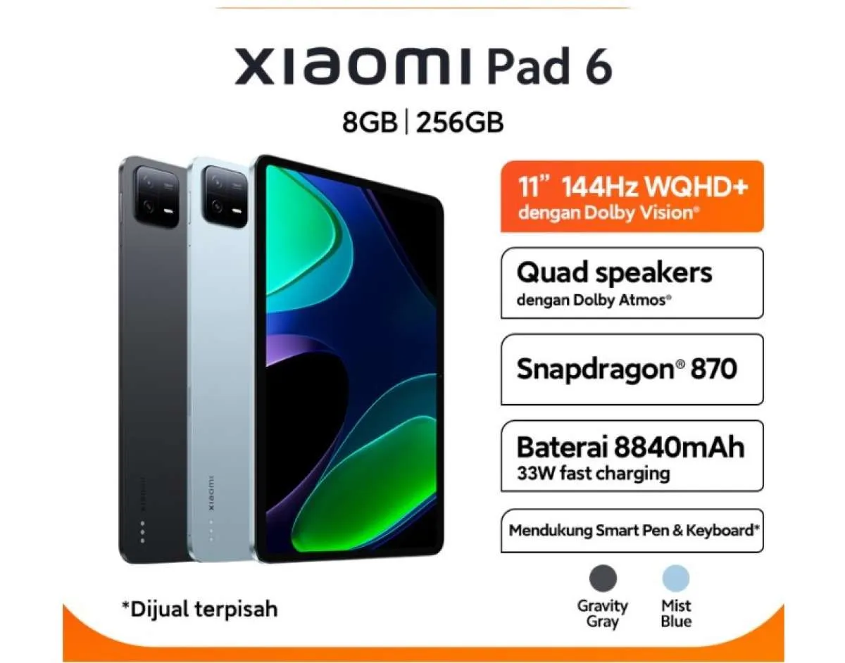 Rekomendasi Tablet Murah Terbaru, Ini Spesifikasi & Harga Xiaomi Pad 6