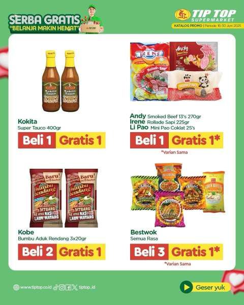 Promo Tip Top Serba Gratis 16-30 Juni 2025