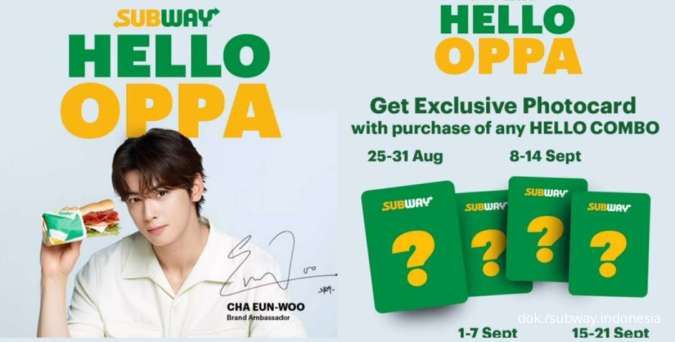 Mulai 25 Agustus 2023, Subway Indonesia Berhadiah Exclusive Photocard Cha Eun-Woo